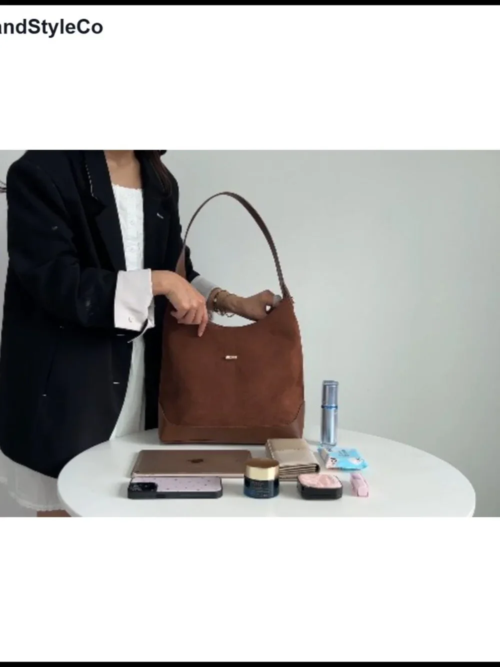 Faux Suede Slouchy Hobo Shoulder Bag Retro Tote Purse for Women Travel Work